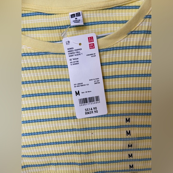 Blue and Yellow Summer Crop Top (tags still on) - Picture 3 of 3